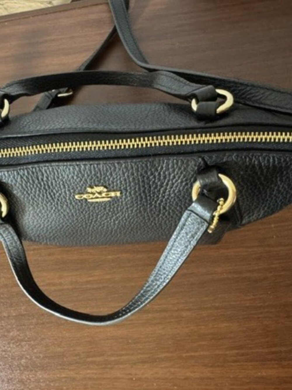 Coach Kelsey Satchel Black Pebbled Leather Gold Hardware NWOT Pristine Crossbody - Picture 11 of 11